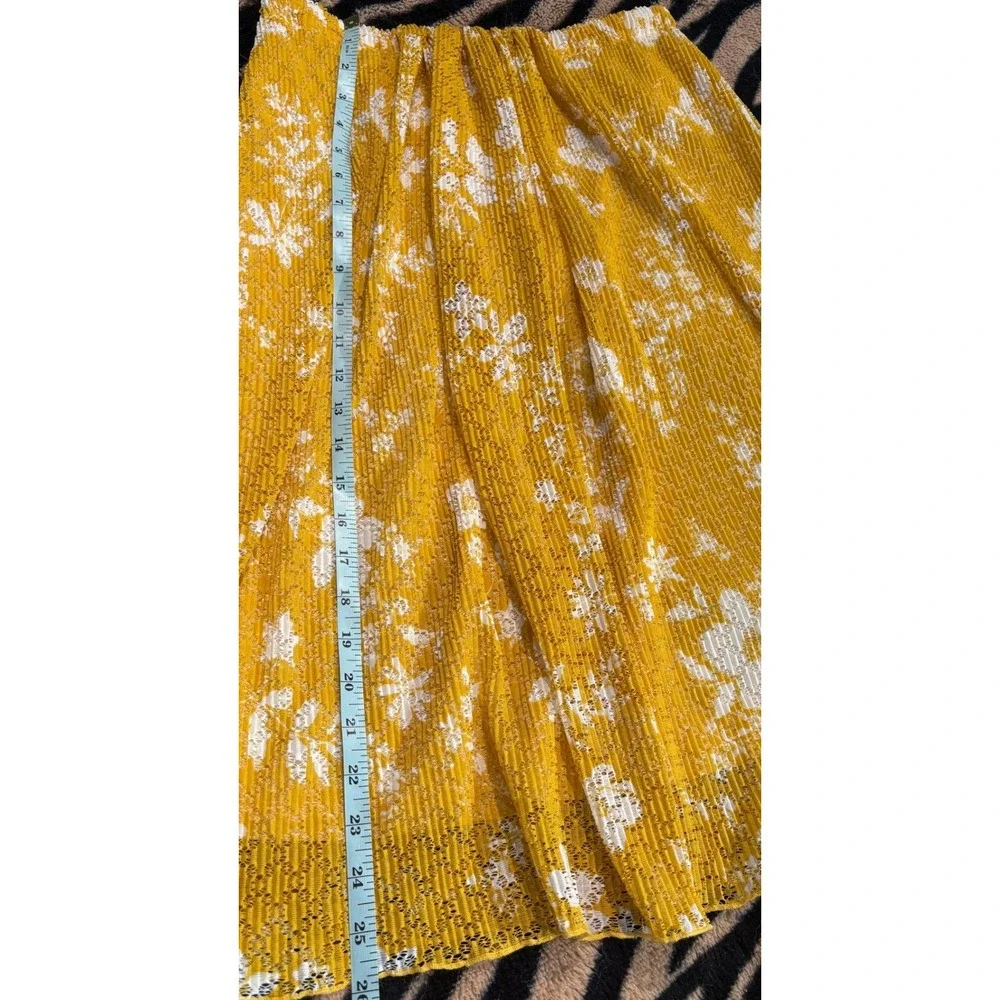 See By Chloe Yellow Floral‎ Lace Pleated Midi Skirt CHS19SJJ01090 Small